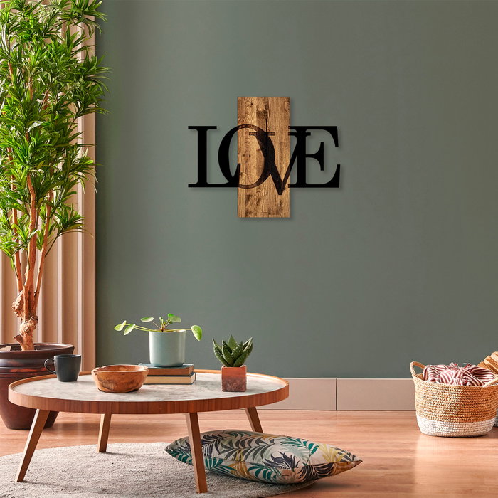 Wallity MA-303 Accesorio decorativo de pared de madera y metal Nogal y Negro